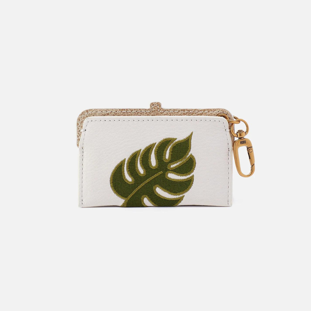 Hobo Lauren Card Case Bag Charm Pebbled Leather - White