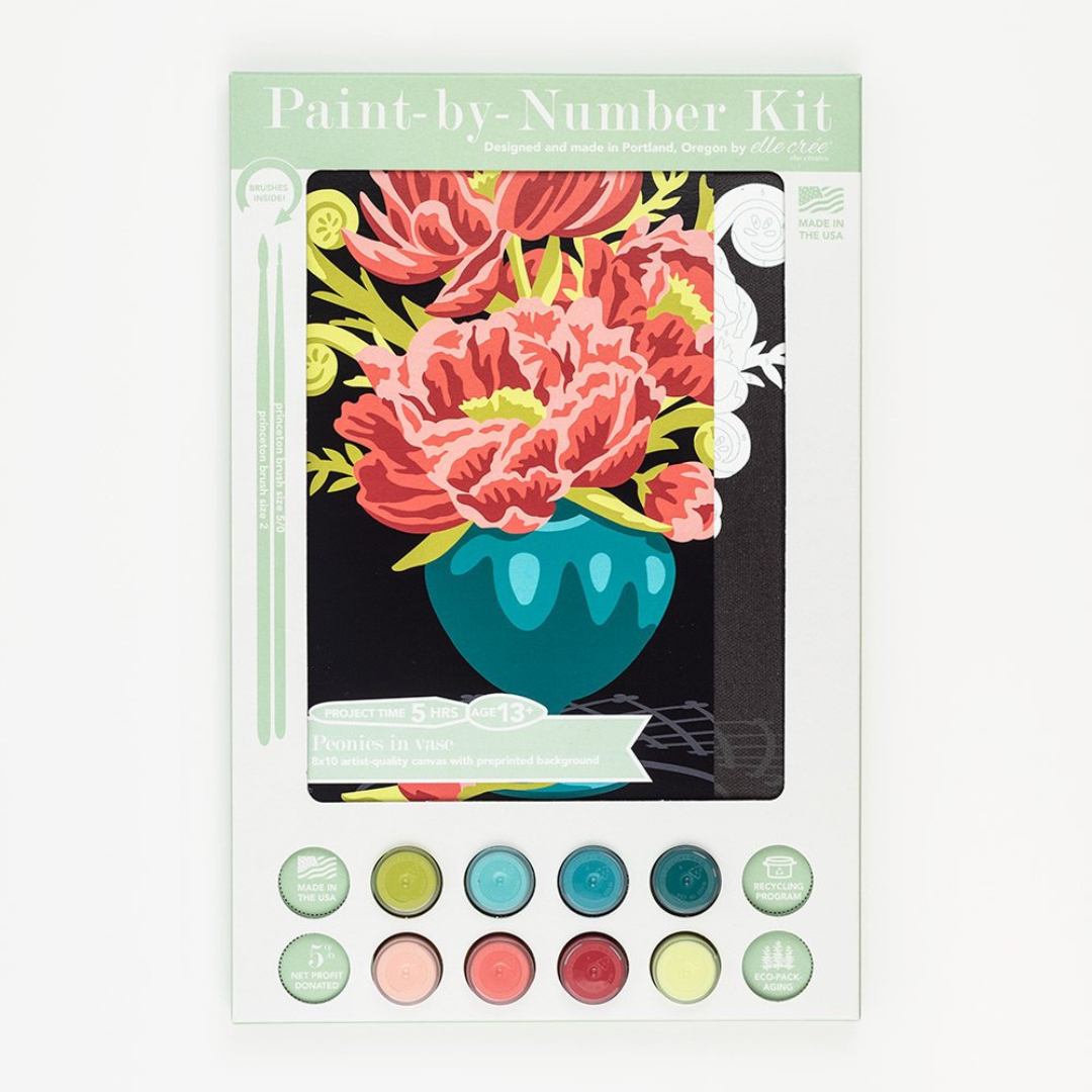 Elle Crée Paint-by-Number Kit - Peonies in Vase