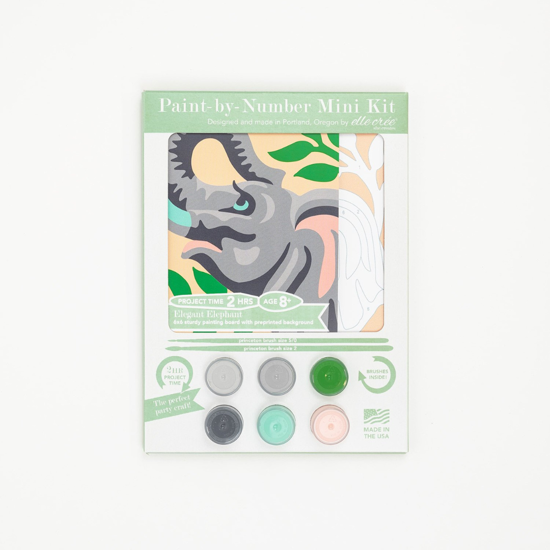 Elle Crée Kid's Mini Paint-by-Number Kit - Elegant Elephant