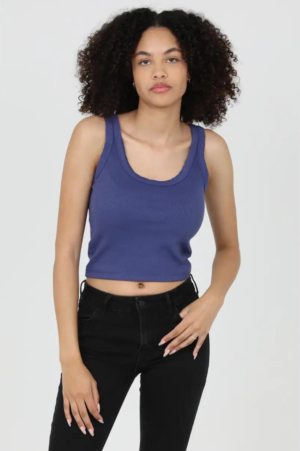 Angie Ribbed Scoop Neck Tank Top - Future Dusk