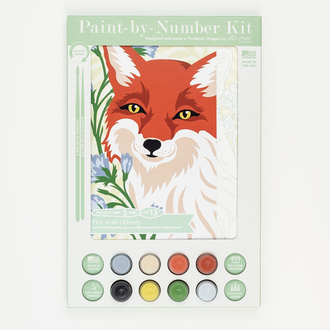 Elle Crée Paint-by-Number Kit - Fox with Chicory