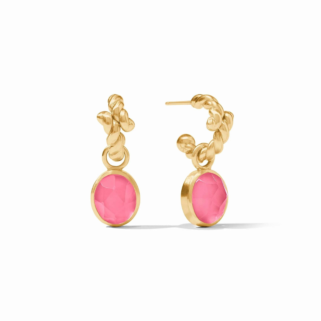 Julie Vos Nassau Hoop & Charm Earring - Iridescent Peony Pink