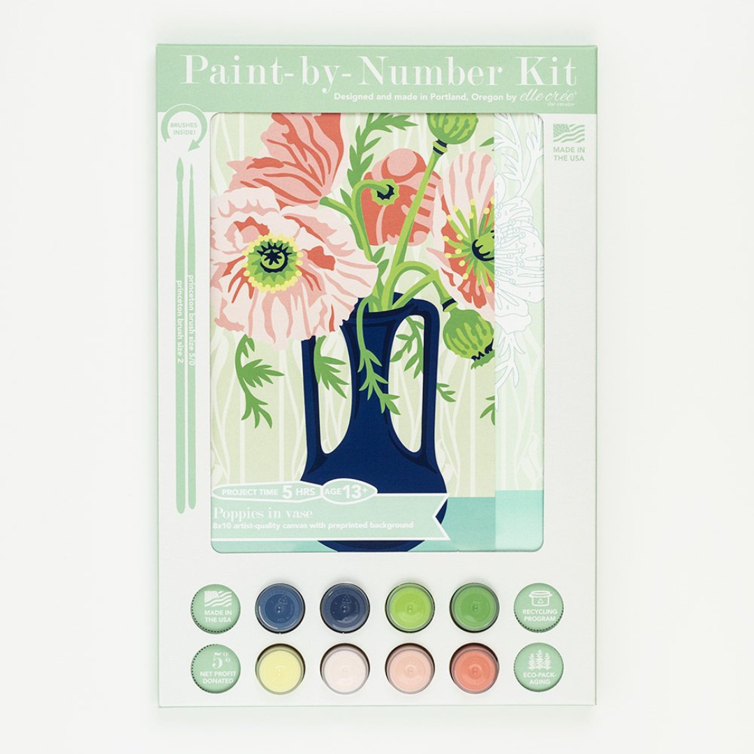 Elle Crée Paint-by-Number Kit - Poppies in Vase