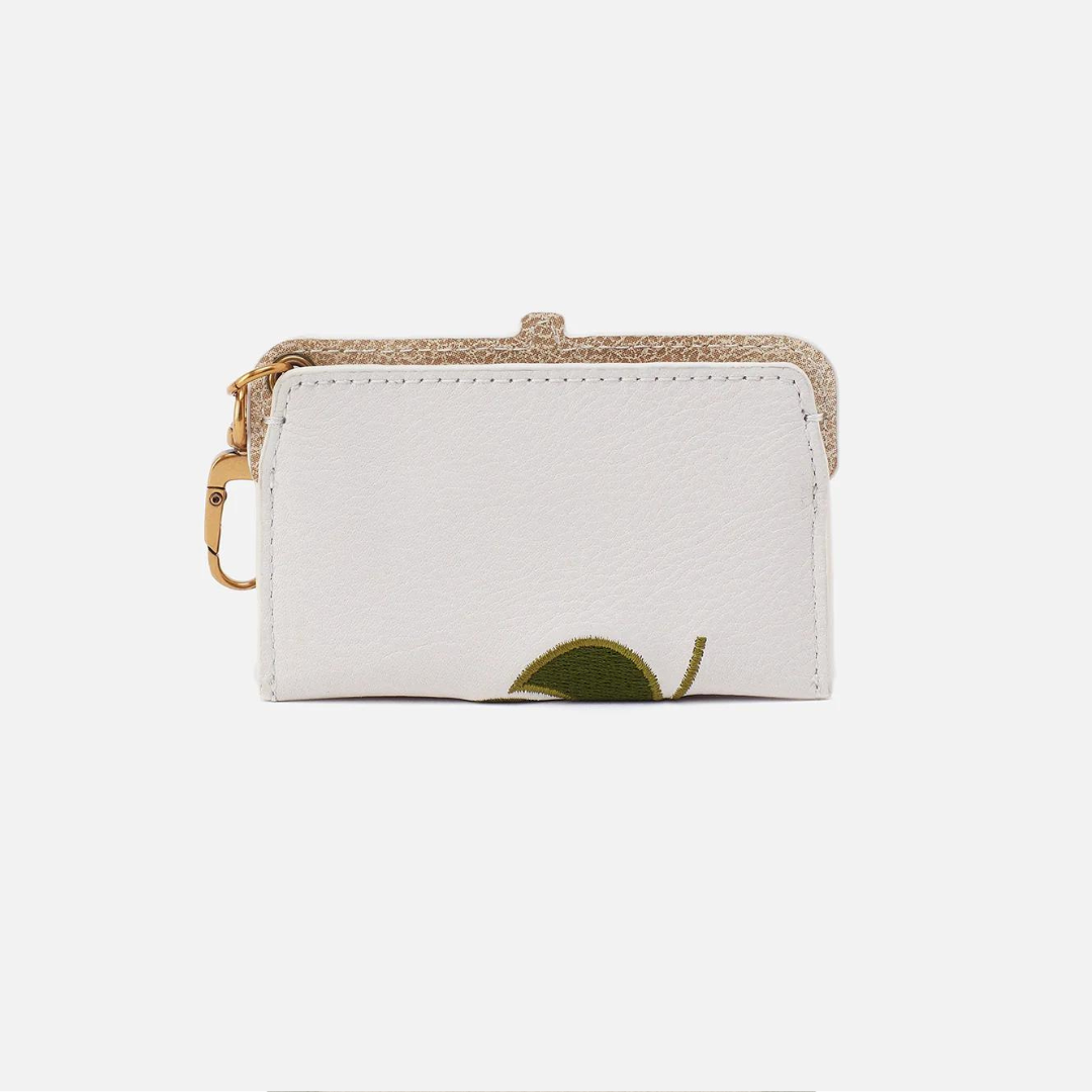 Hobo Lauren Card Case Bag Charm Pebbled Leather - White
