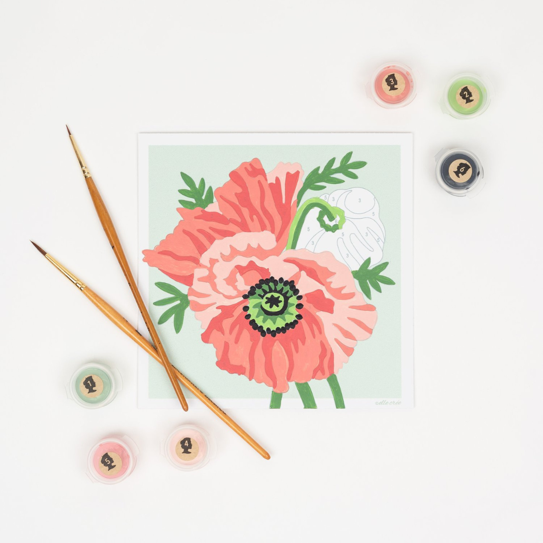 Elle Crée Mini Paint-by-Number Kit - Poppies