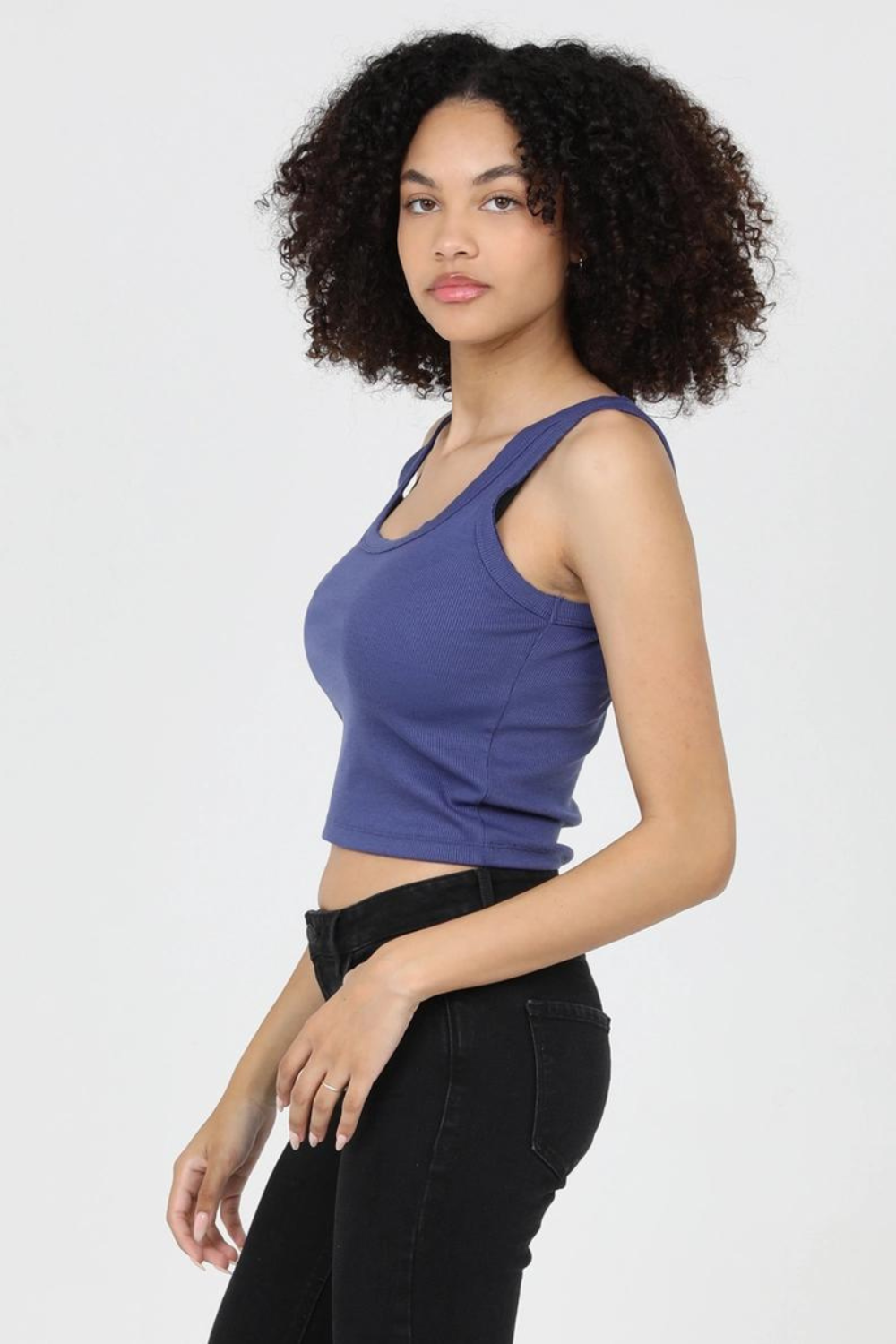 Angie Ribbed Scoop Neck Tank Top - Future Dusk