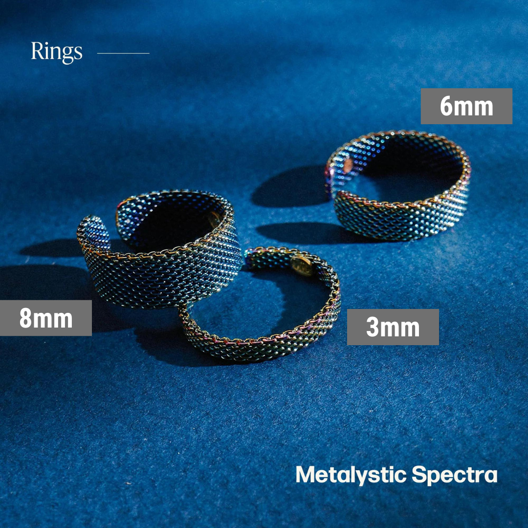 &Livy Metalysic Mesh 3mm Adjustable Ring - Sapphire