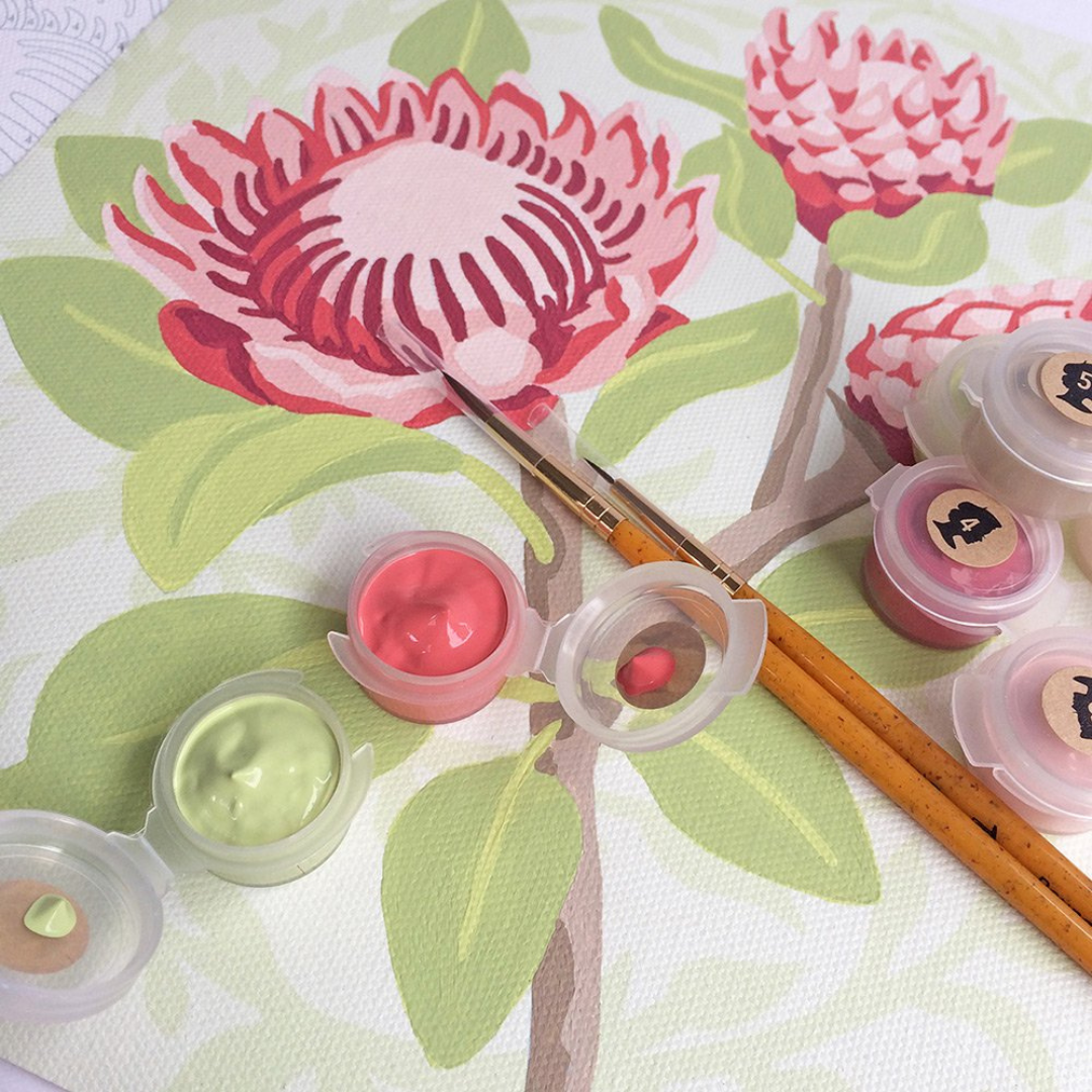 Elle Crée Paint-by-Number Kit - King Protea Blooms