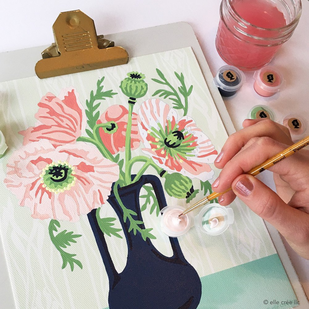 Elle Crée Paint-by-Number Kit - Poppies in Vase
