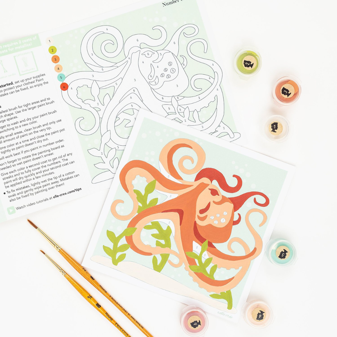 Elle Crée Kid's Mini Paint-by-Number Kit - Optimistic Octopus