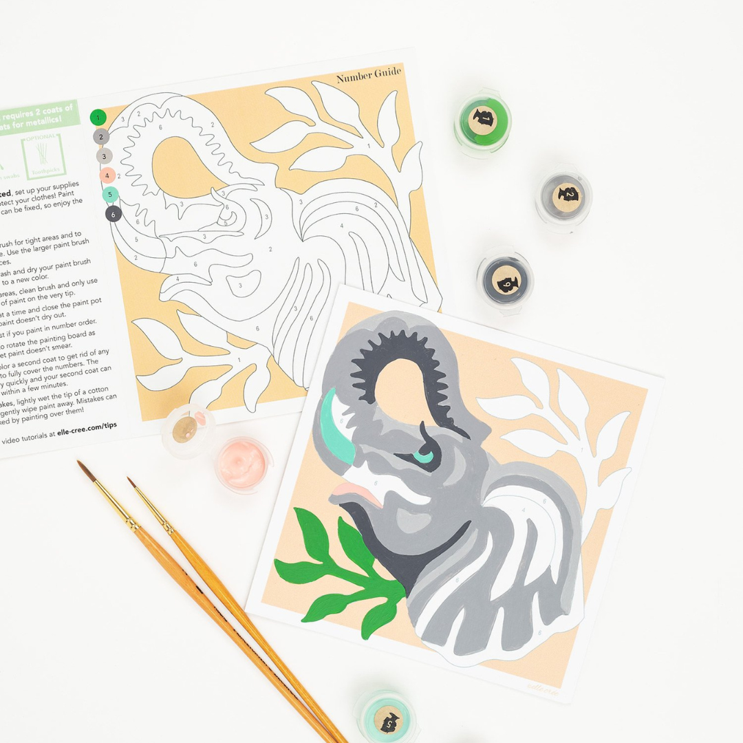 Elle Crée Kid's Mini Paint-by-Number Kit - Elegant Elephant