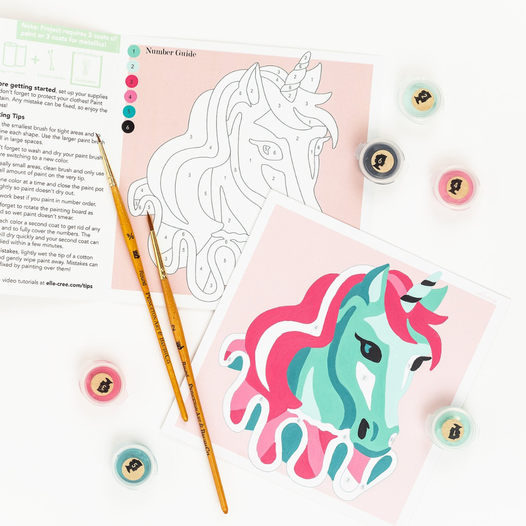 Elle Crée Kid's Mini Paint-by-Number Kit - Carousel Unicorn