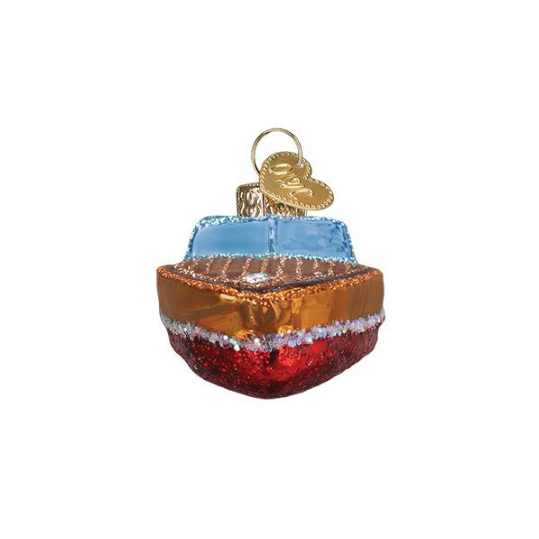 Old World Christmas Classic Wooden Boat Ornament