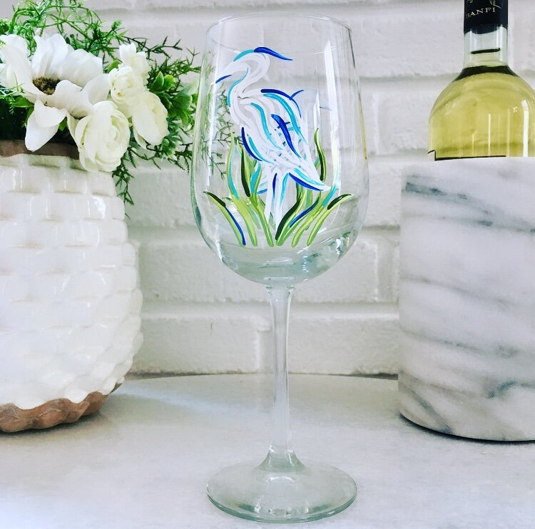 Wine by Design - Hand painted Wine Glass