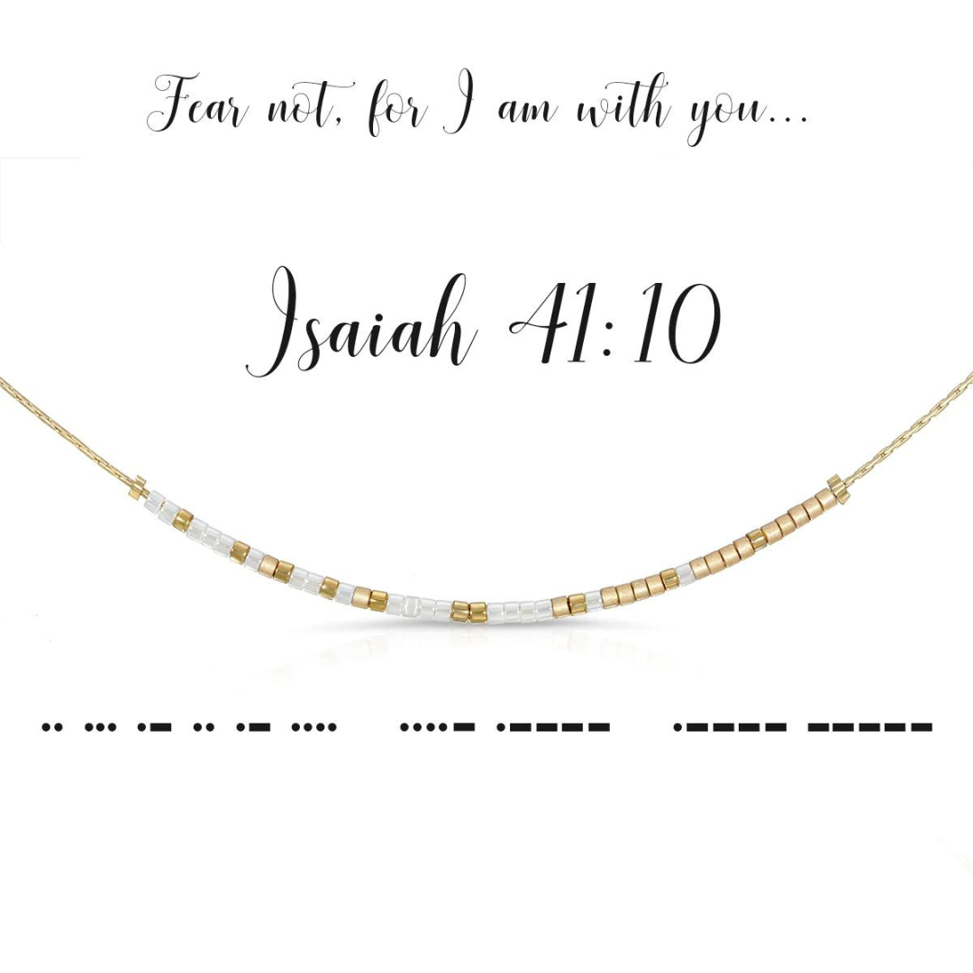 Dot & Dash Morse Code Necklace - Isaiah 41:10