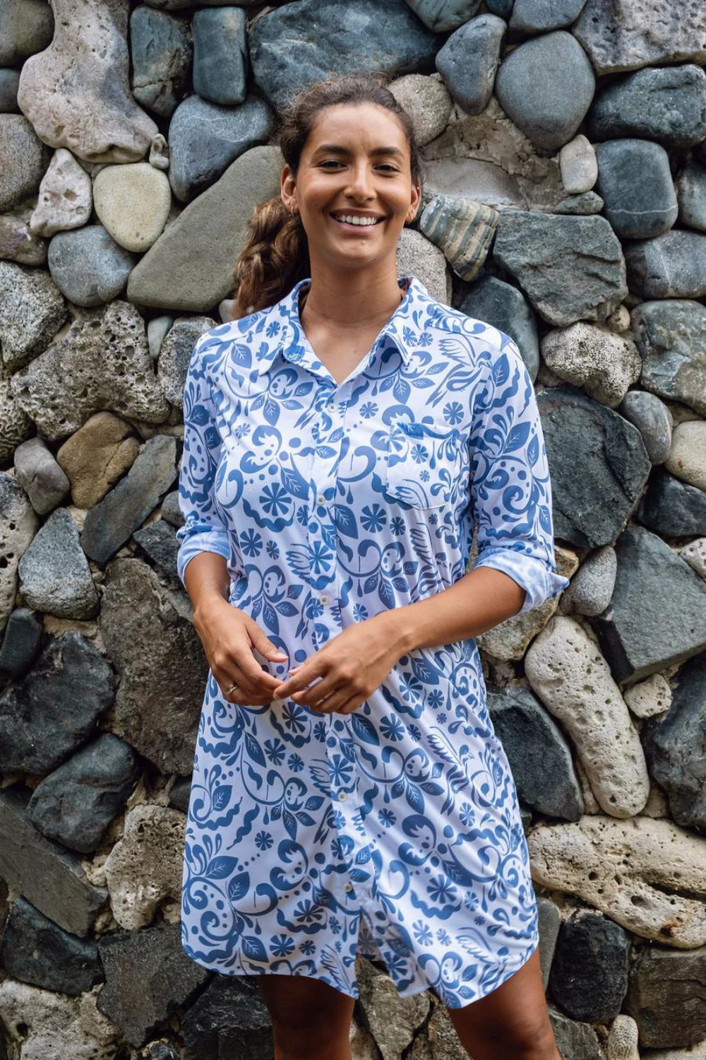 HIHO Barbara Beach UPF 50+ Dress - Blue Bird Print