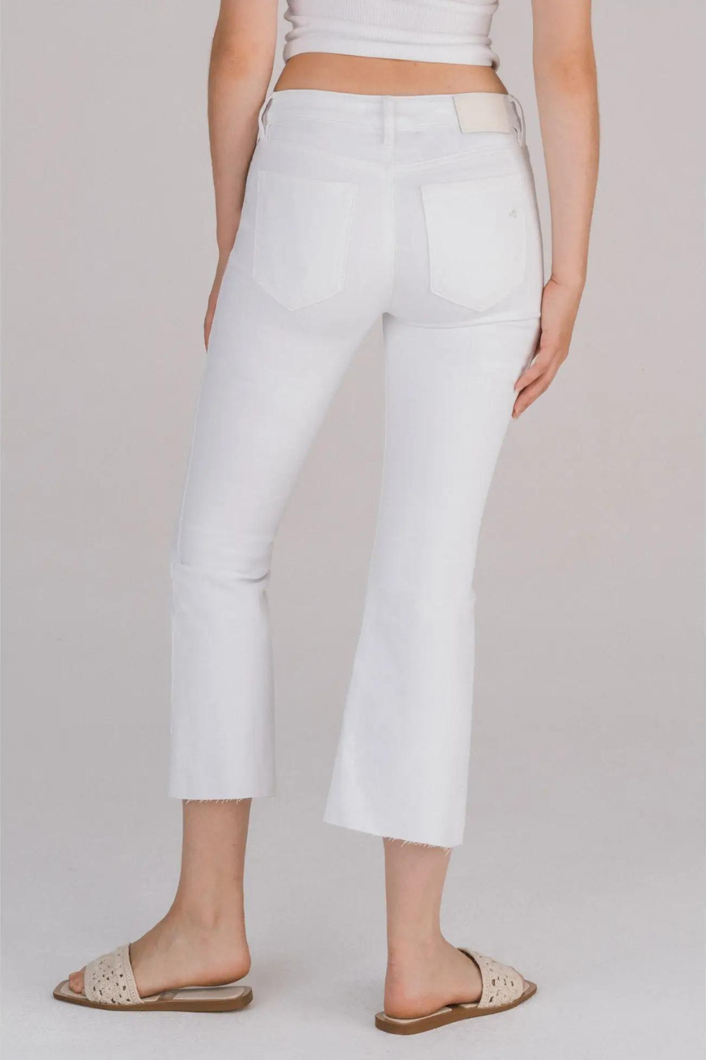 Hidden Happi Cropped Flare Jeans - White