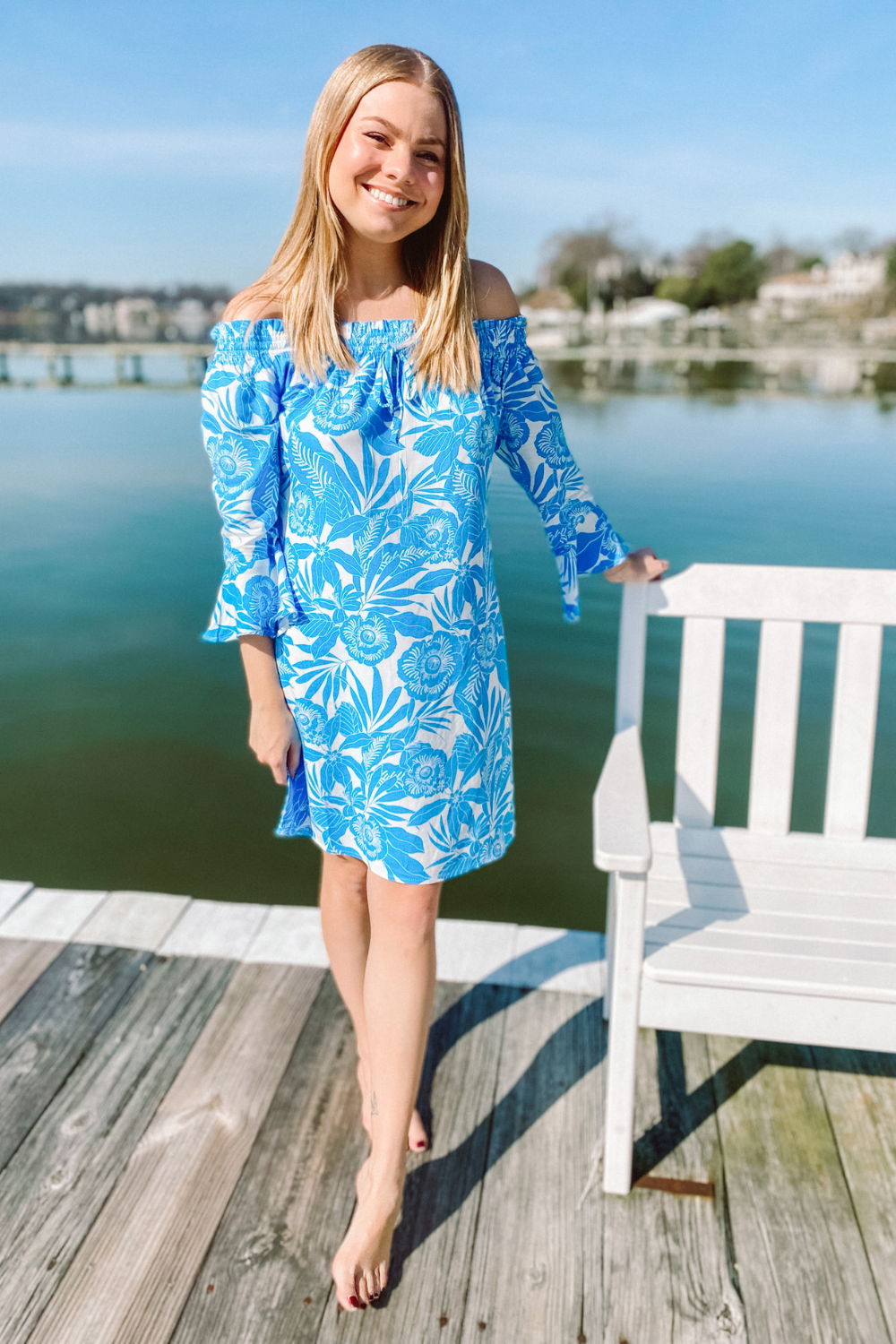 La Mer Luxe 3/4 Sleeve Vence Dress - Ocean Mykonos