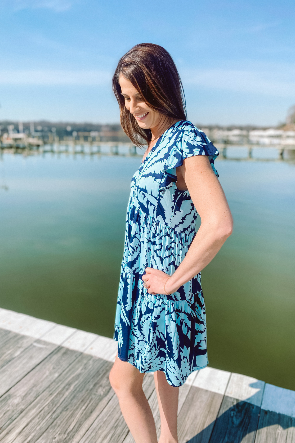 La Mer Luxe Brooke Dress - Navy & Ice Blue Jungle