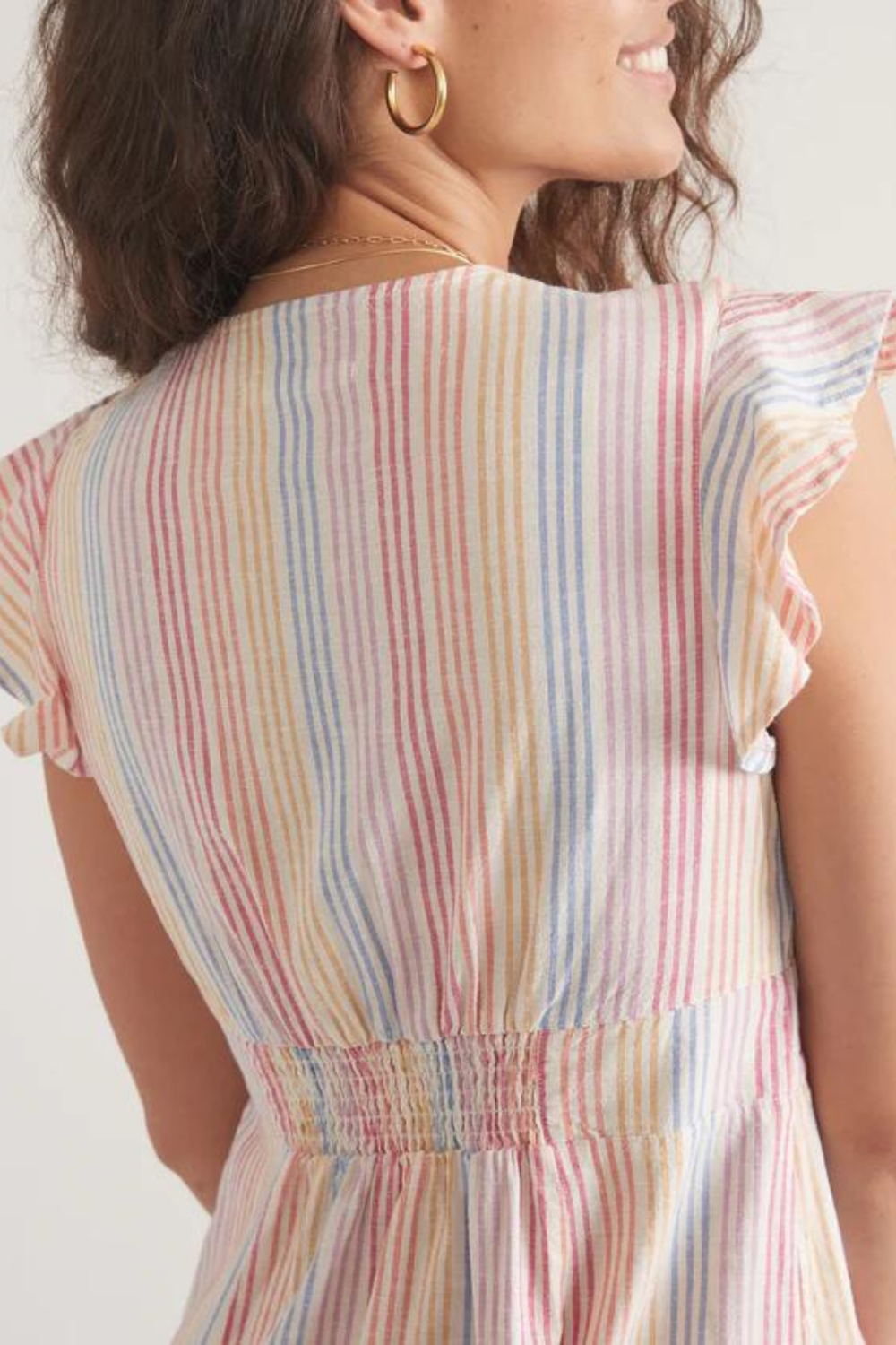 Marine Layer Camila Midi Dress - Warm Rainbow Stripe