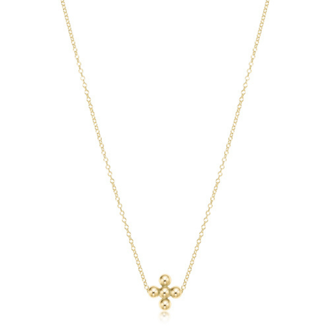 Enewton Gold Classic 3mm Beaded Signature Cross Necklace