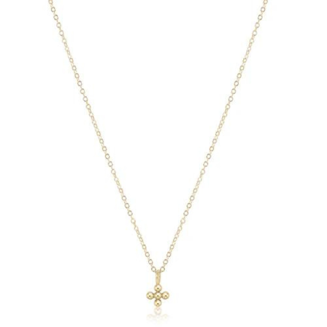 Enewton Classic Gold Small Beaded Signature Cross Necklace