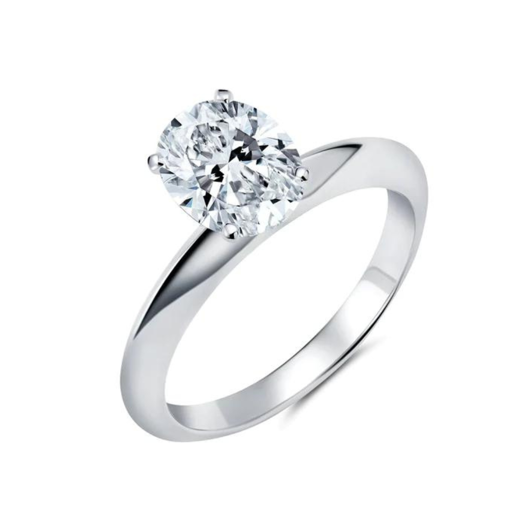 Crislu Tiffany Oval Cut Crystal Ring - Platinum