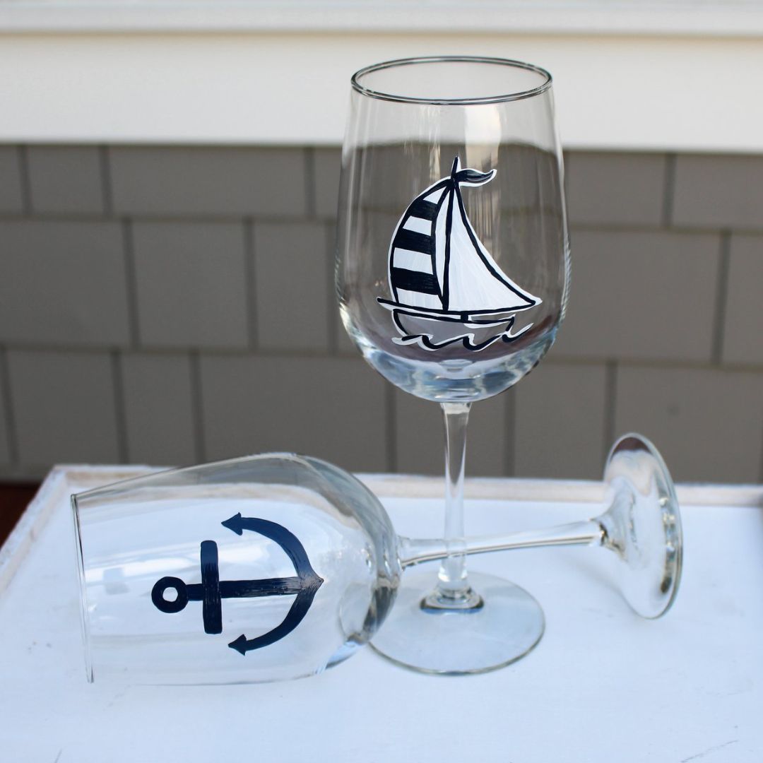 Wine by Design - Hand painted Wine Glass