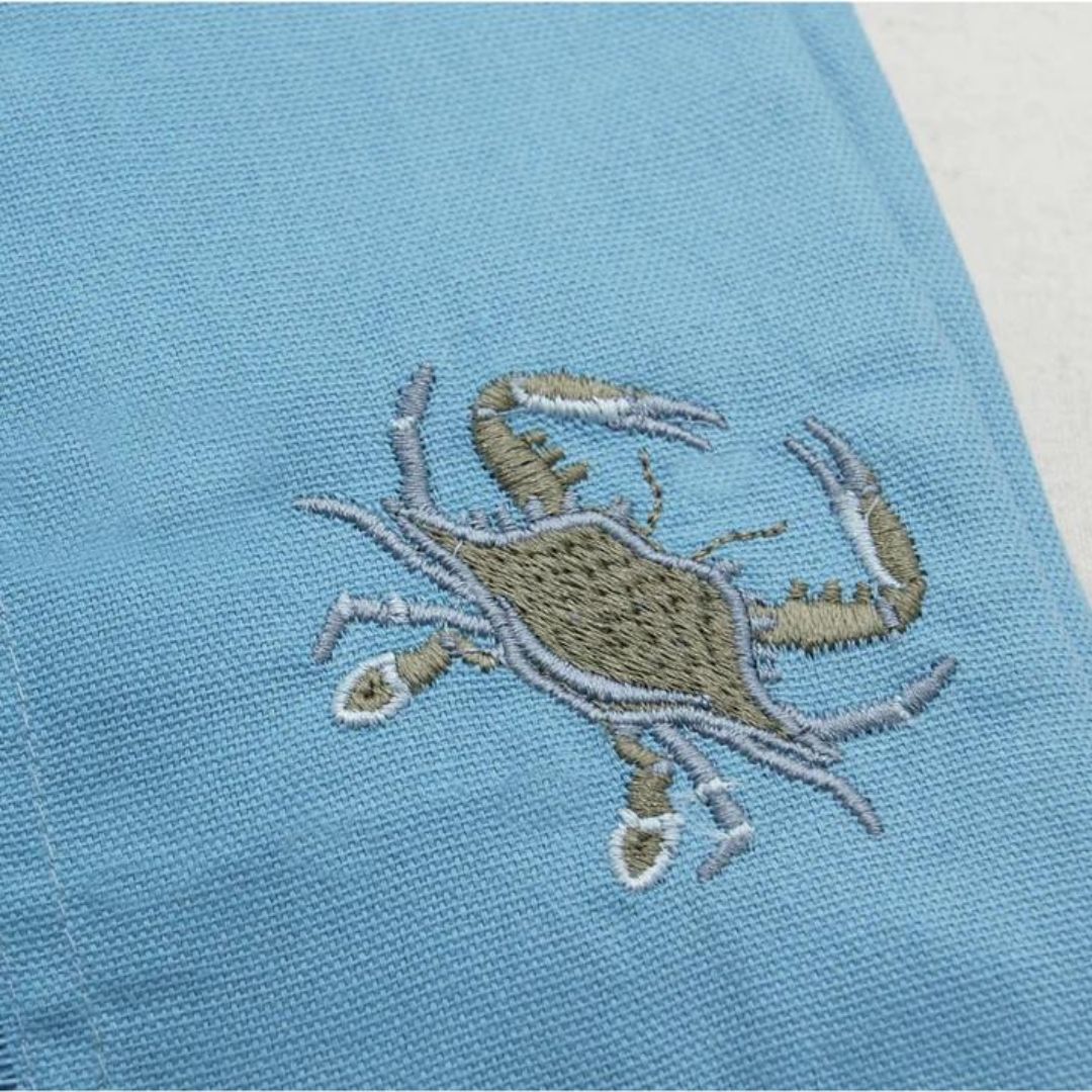 Rightside Design Embroidered Cotton Napkins - Blue Crab