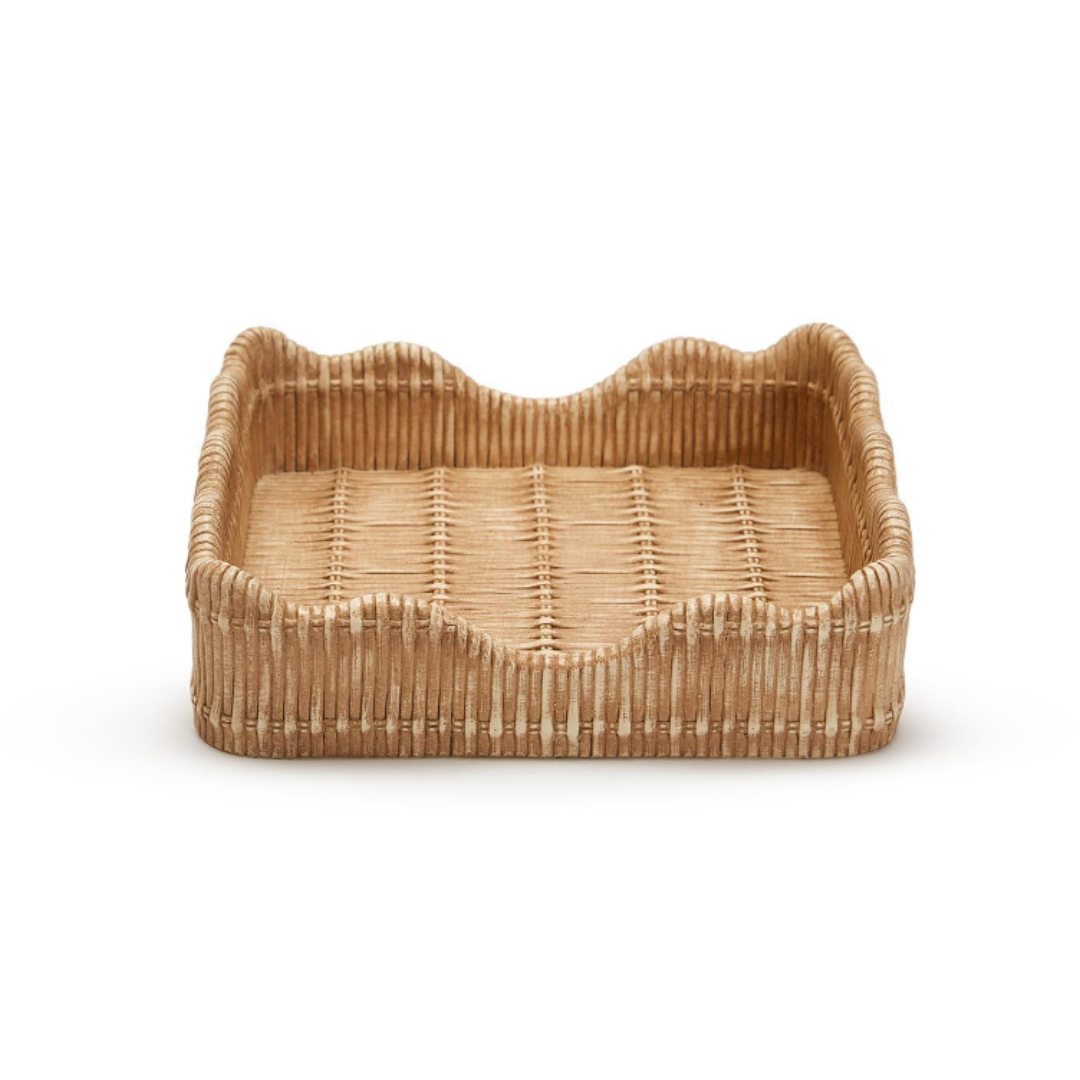 Two's Company Basket Weave Scalloped Napkin Holder