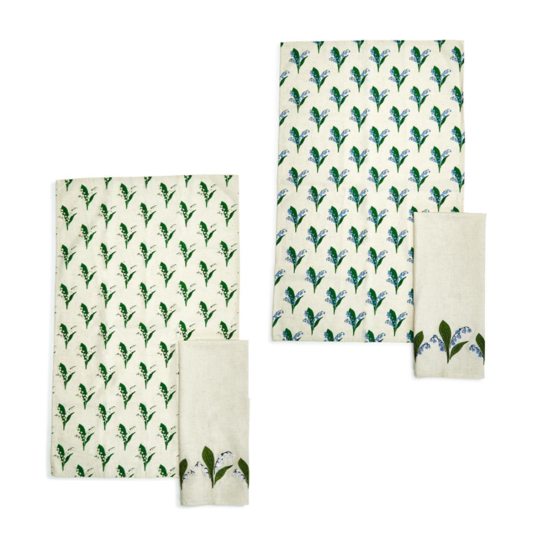 Two's Company Lily of the Valley Dish Towel Set