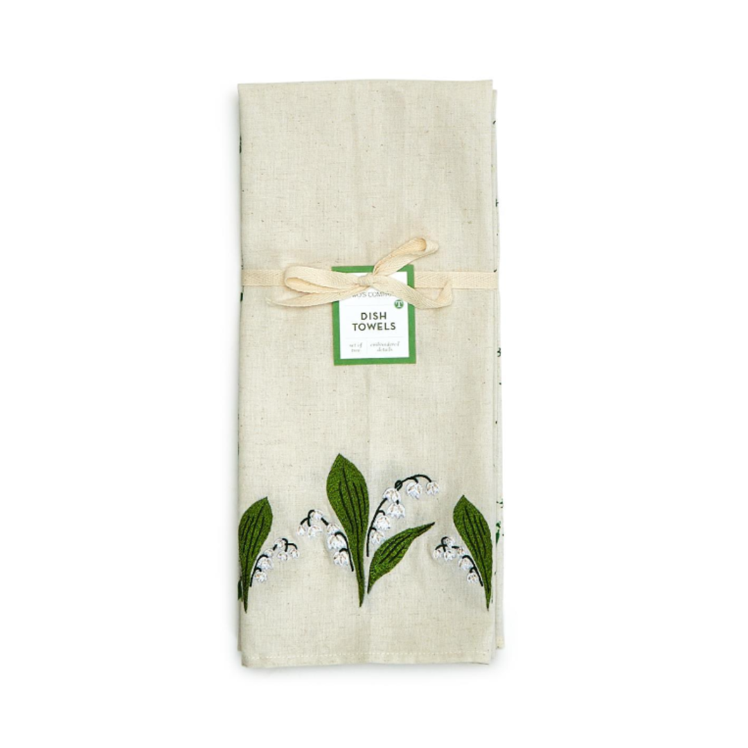 Two's Company Lily of the Valley Dish Towel Set