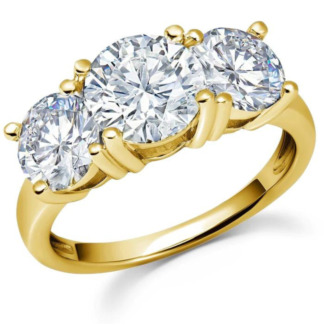 Crislu Classic 3 Stone Ring - 18k Gold