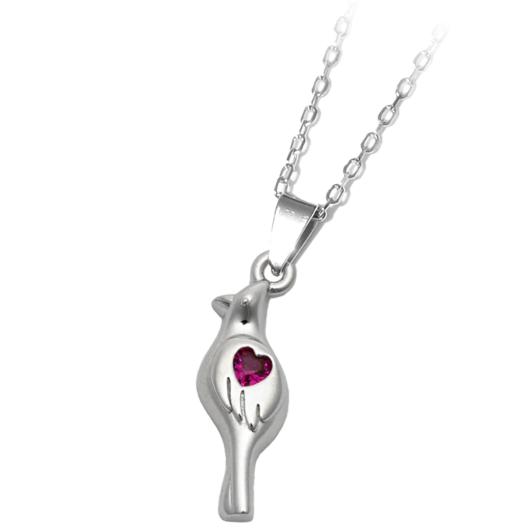T. Jazelle Red Cardinal Necklace - Silver