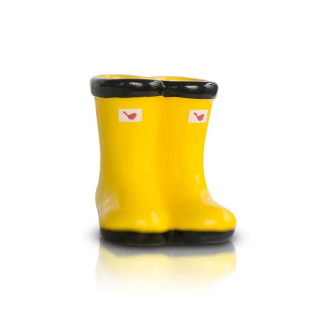 Nora Fleming Limited Edition St. Jude Jumpin' Puddles Yellow Galoshes Mini