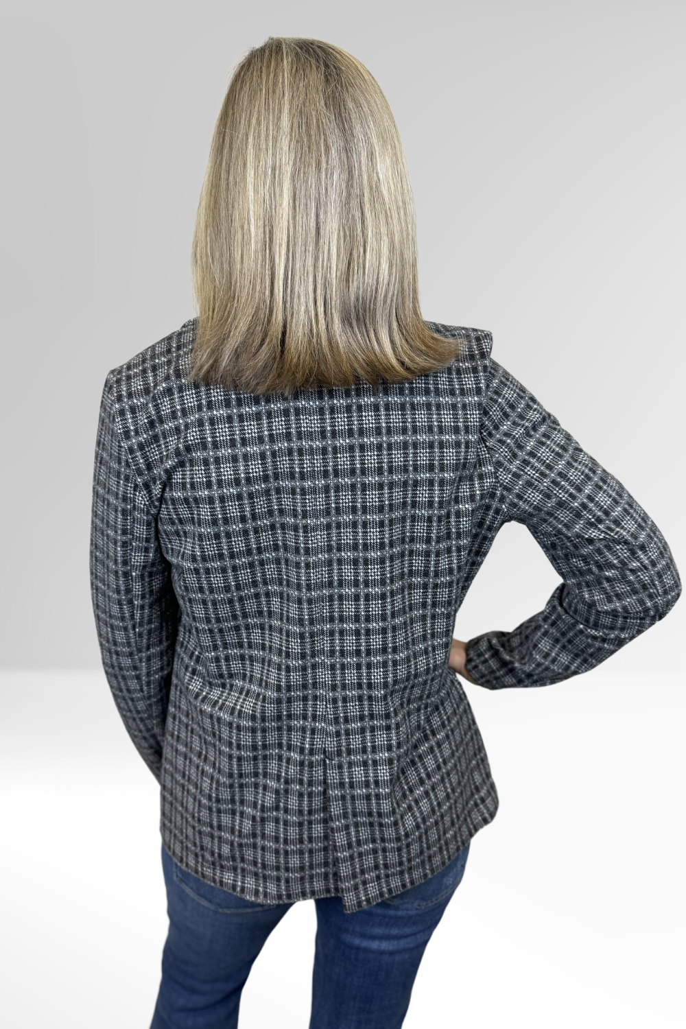 Astrid Woven Jacket - Black Plaid