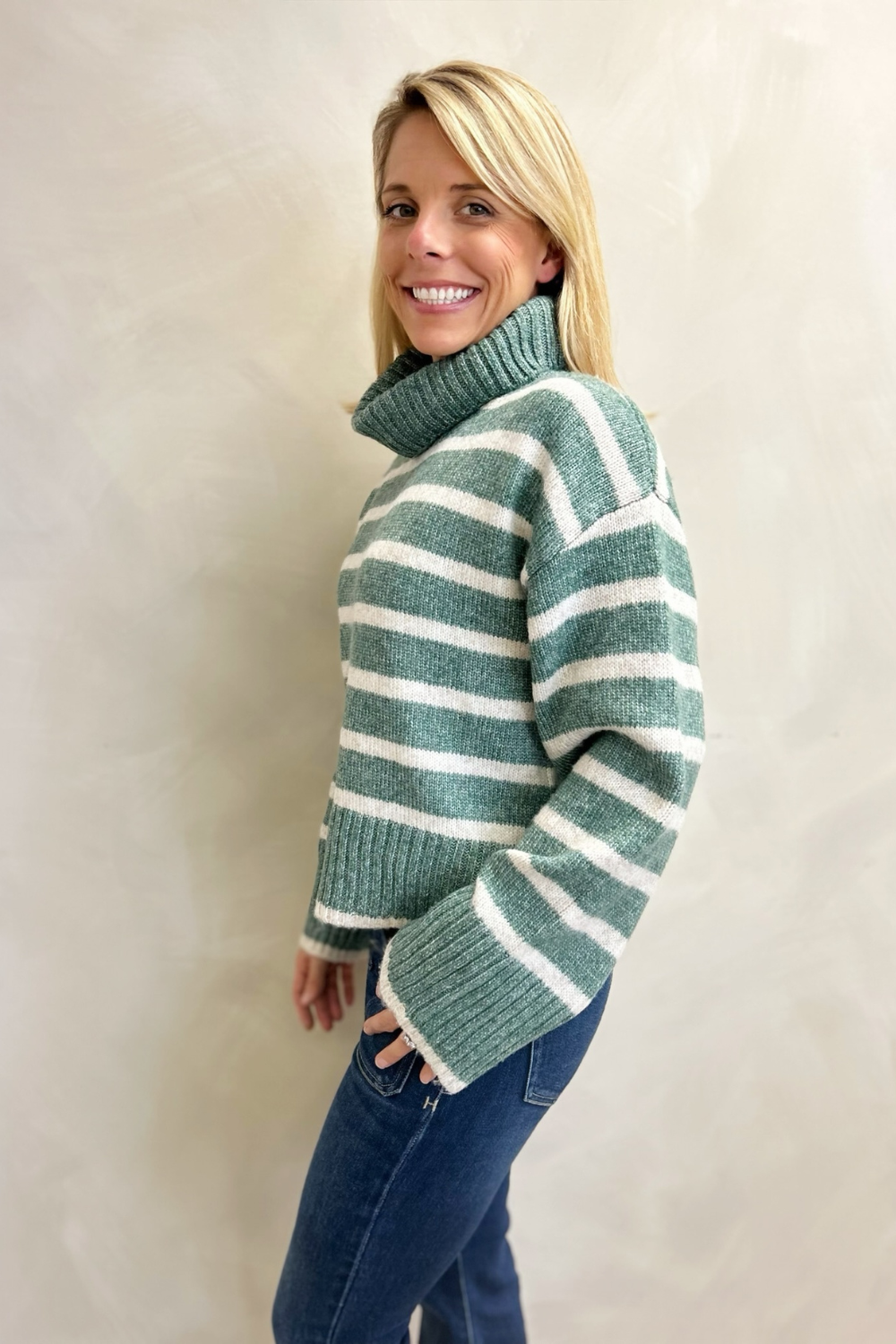 Z Supply Josephine Stripe Sweater - Palm Green