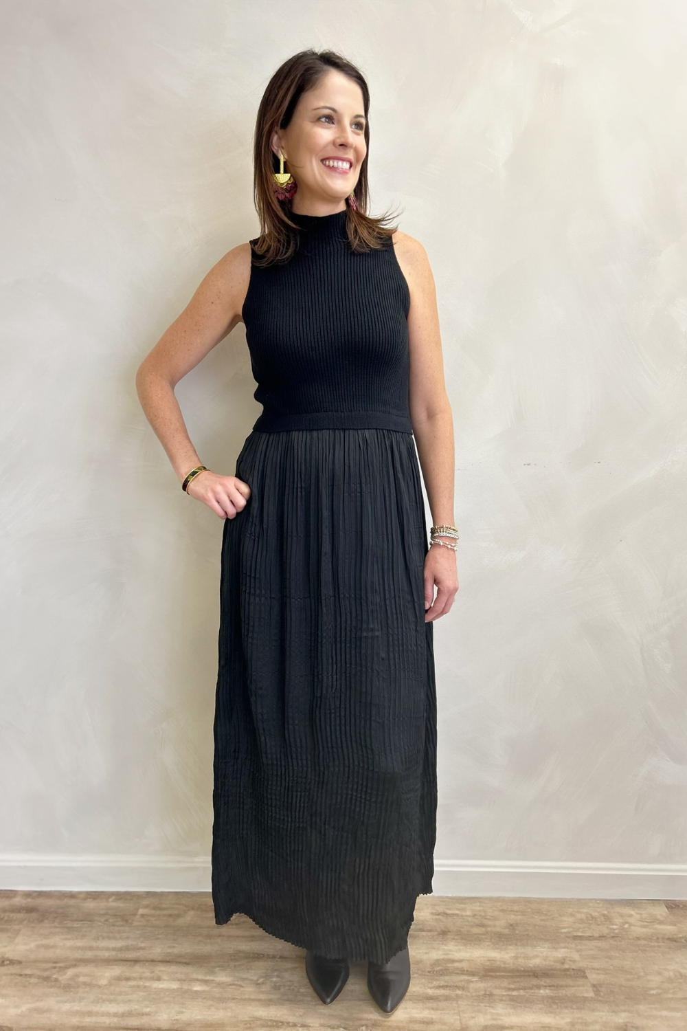 Elan Black Layered Dress