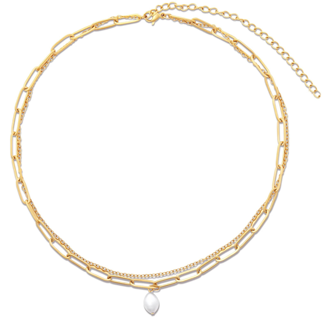 Ellie Vail Renee Double Chain Pearl Choker Necklace