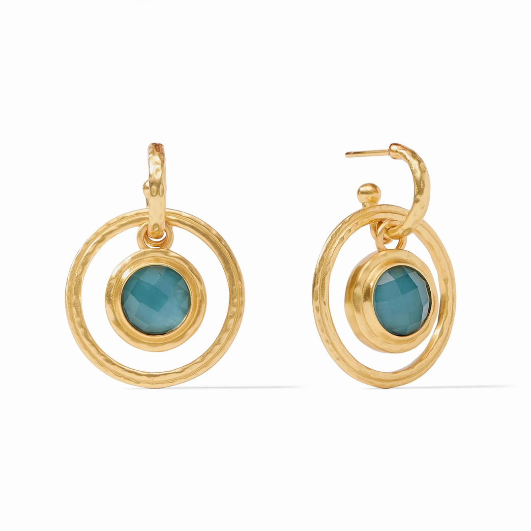 Julie Vos Astor 6-in-1 Charm Earrings - Iridescent Peacock Blue