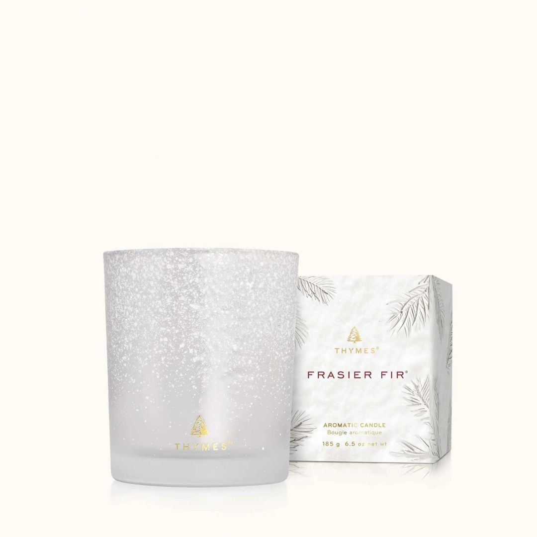 Thymes Flocked Poured Candle - Frasier Fir