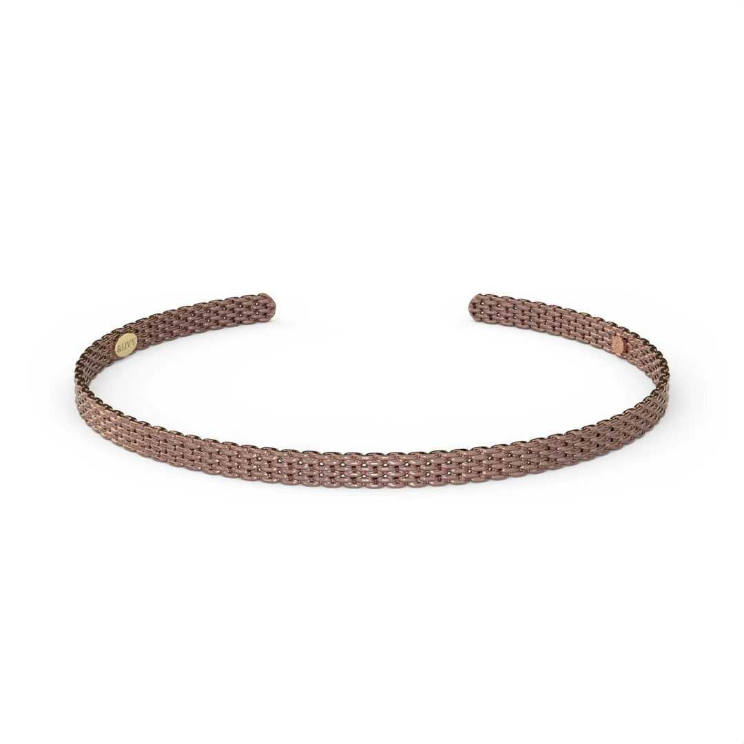 &Livy Metalystic Mesh Cuff Bangle - Rose Gold