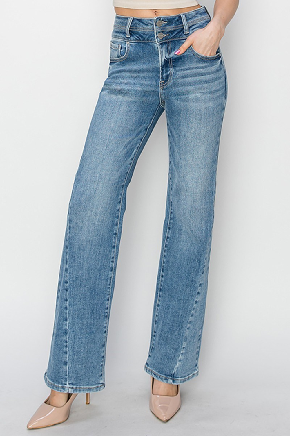 Risen High Rise Ankle Straight Jeans