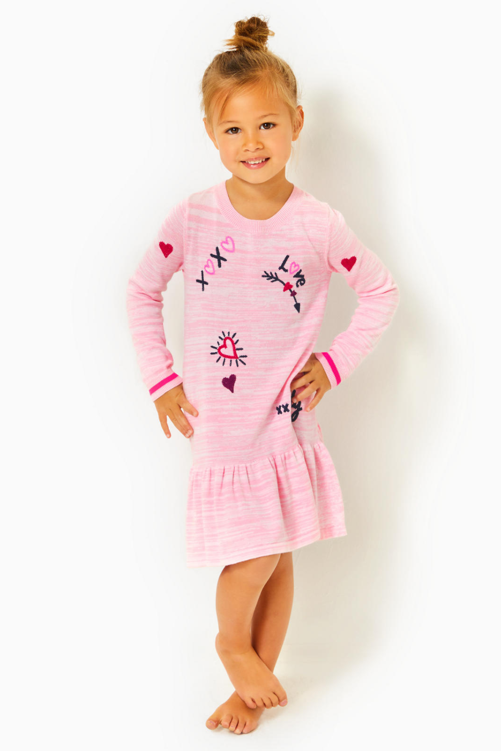 Lilly Pulitzer Kid's Hani Sweater Dress - Valentine Embroidery