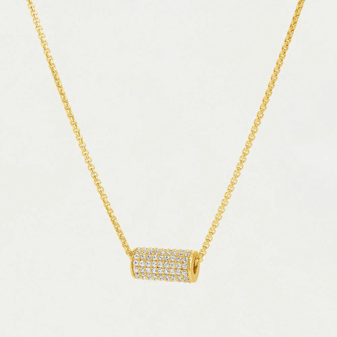 Dean Davidson Petit Pave Mini Tube Necklace - White Topaz/Gold