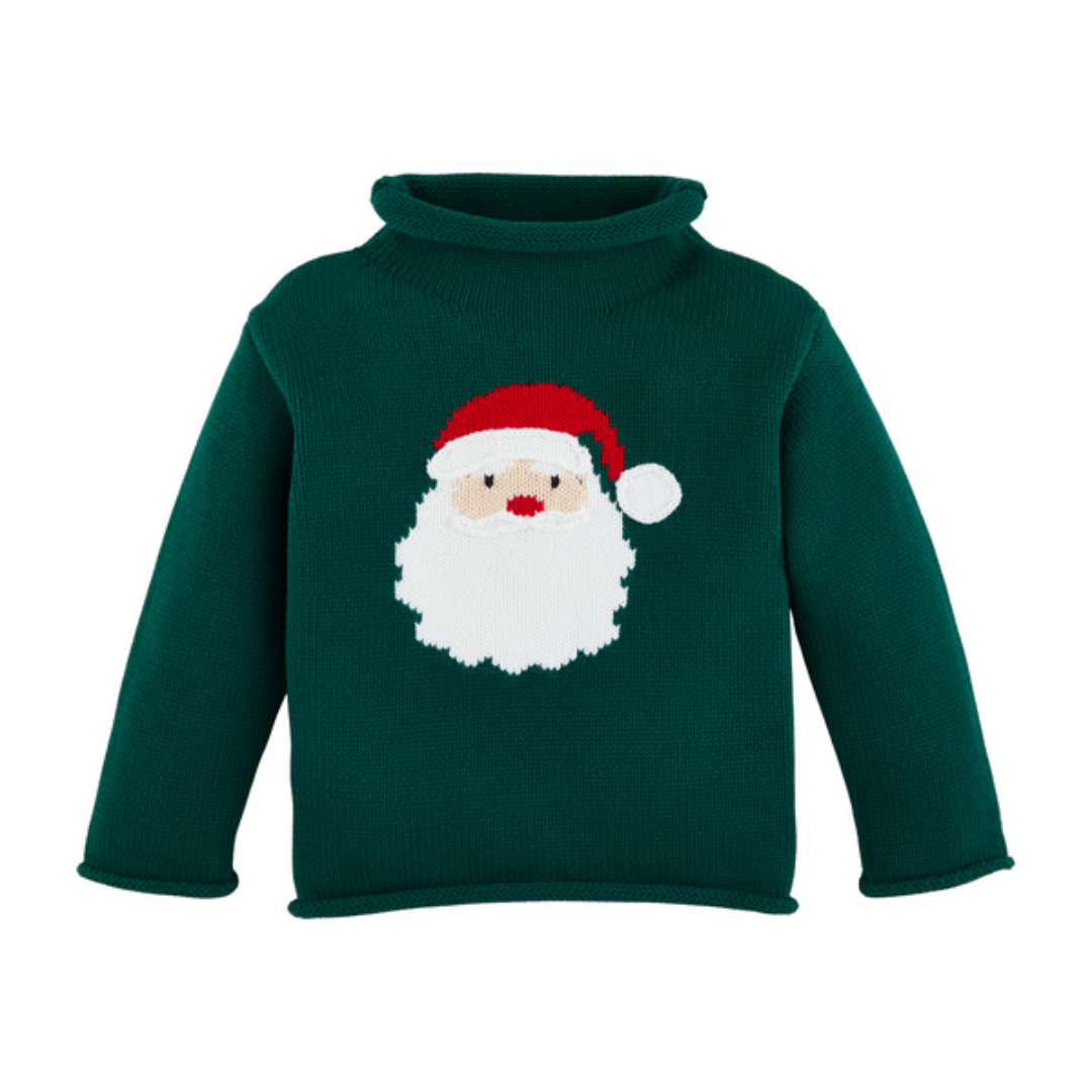 Mud Pie Green Santa Rollneck Sweater