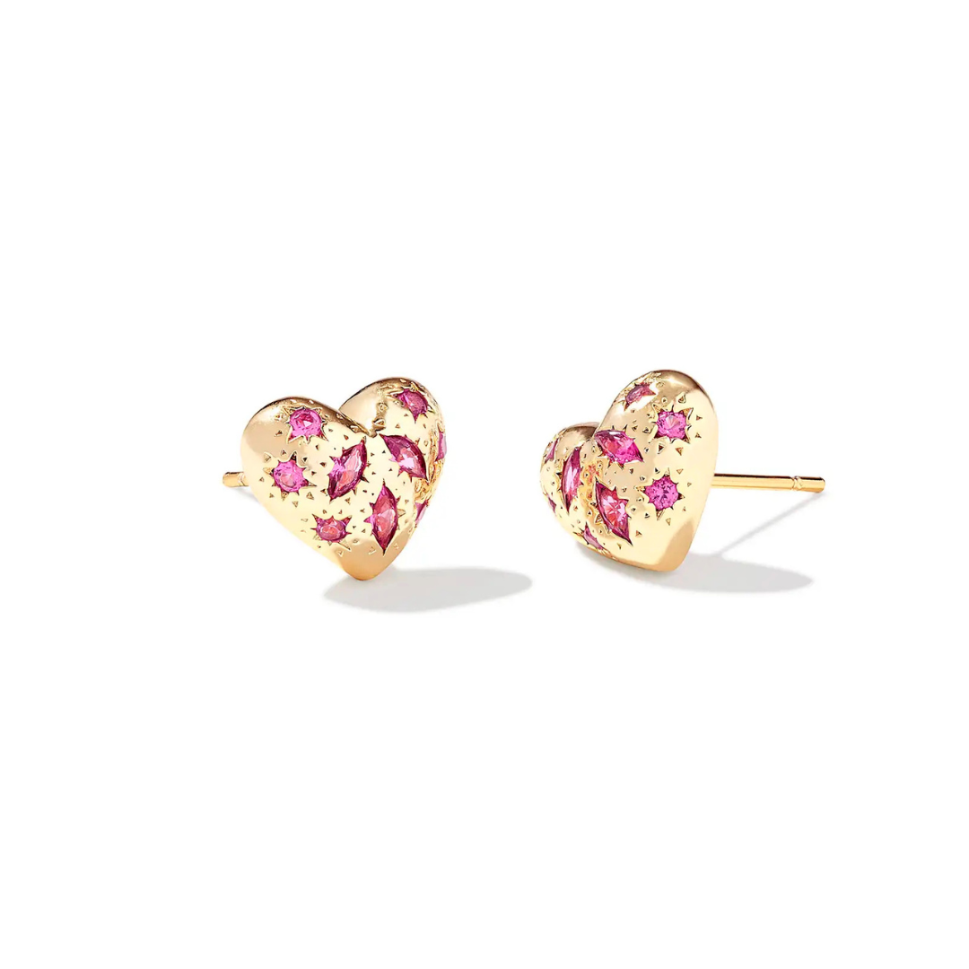 Kendra Scott Holland Heart Stud Earrings - Gold