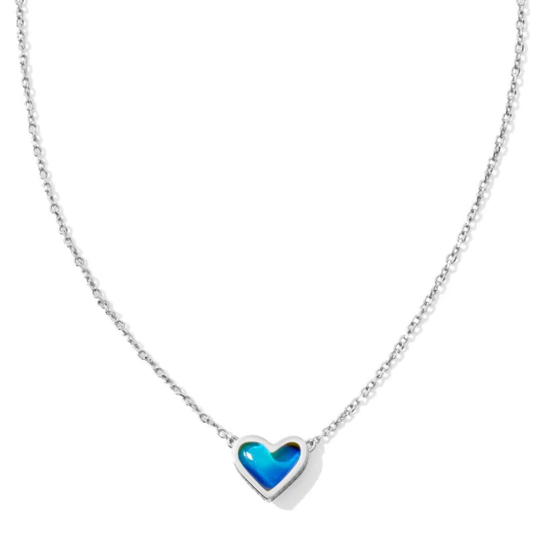 Kendra Scott Framed Ari Heart Necklace - Rhodium Mood Stone