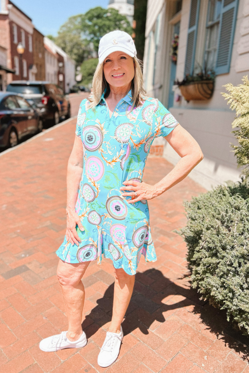 IBKUL Godet Short Sleeve Dress - Debbie Turquoise