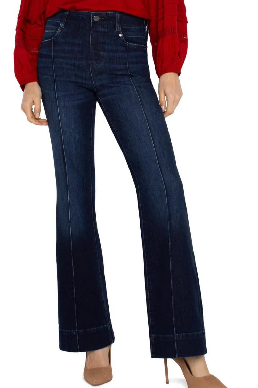 Liverpool Gia Glider Flare Jeans w/ Pintucks - Upland